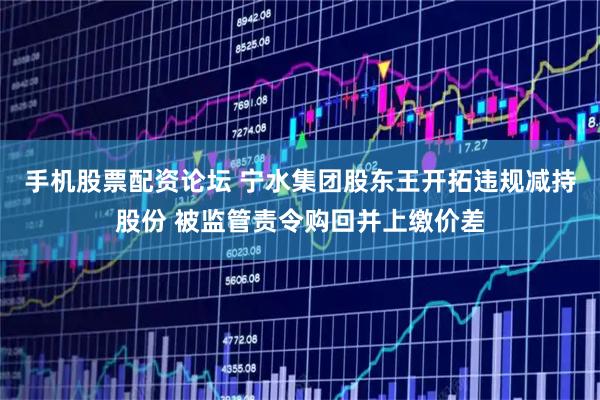 手机股票配资论坛 宁水集团股东王开拓违规减持股份 被监管责令购回并上缴价差